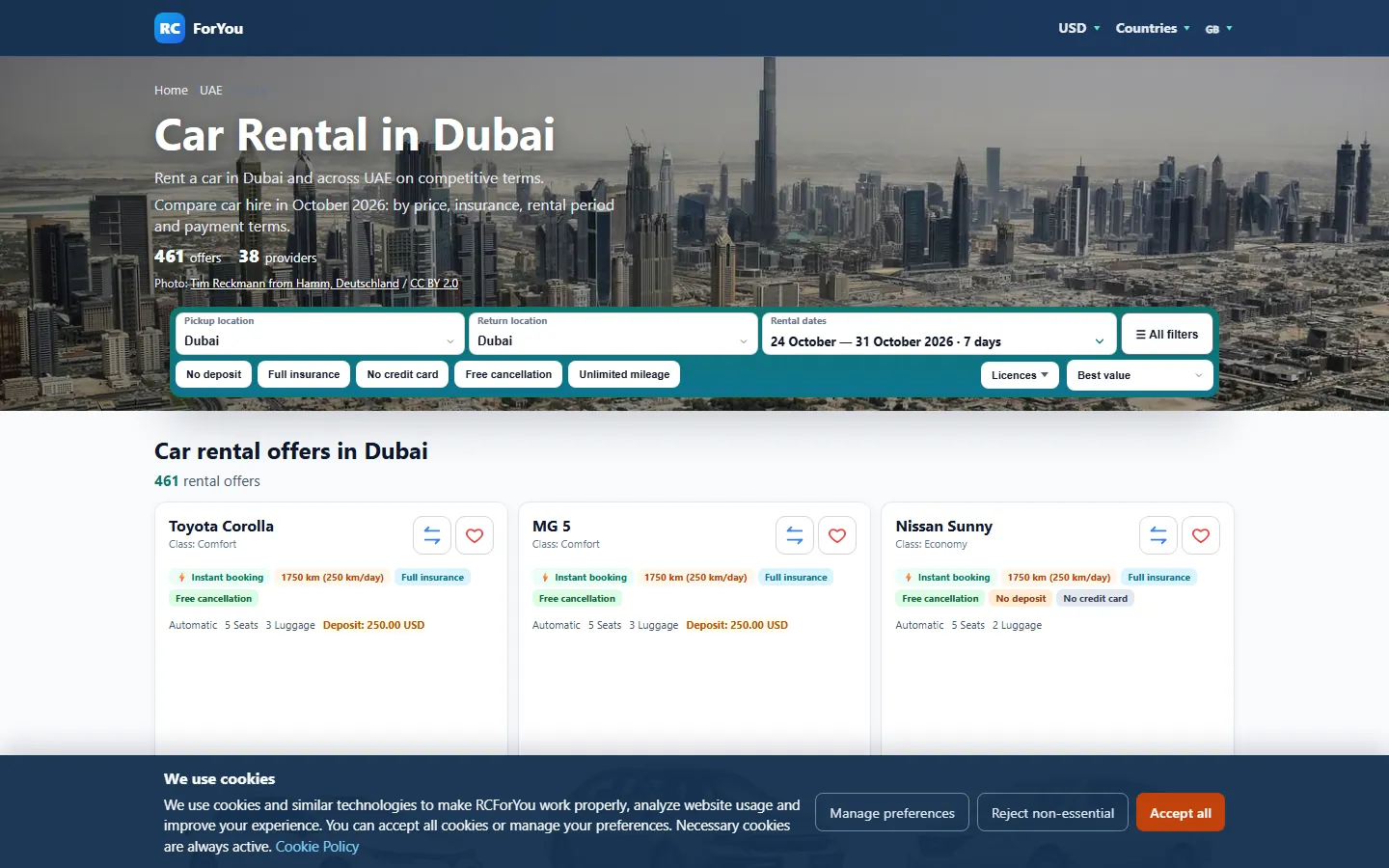 RCForYou catalog for Dubai with filters and offers